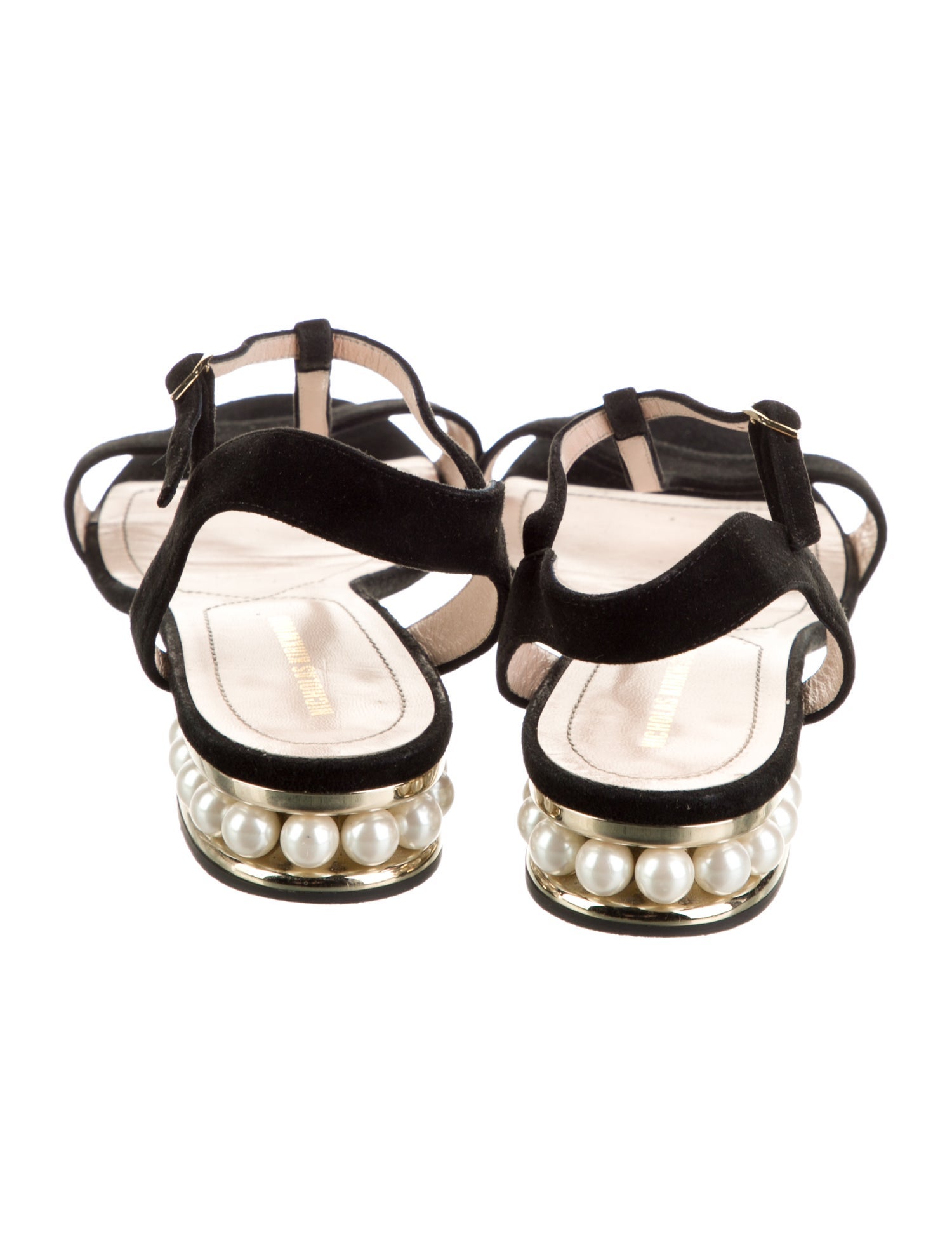 Nicholas Kirkwood Suede Beaded Accents T-Strap Sandals